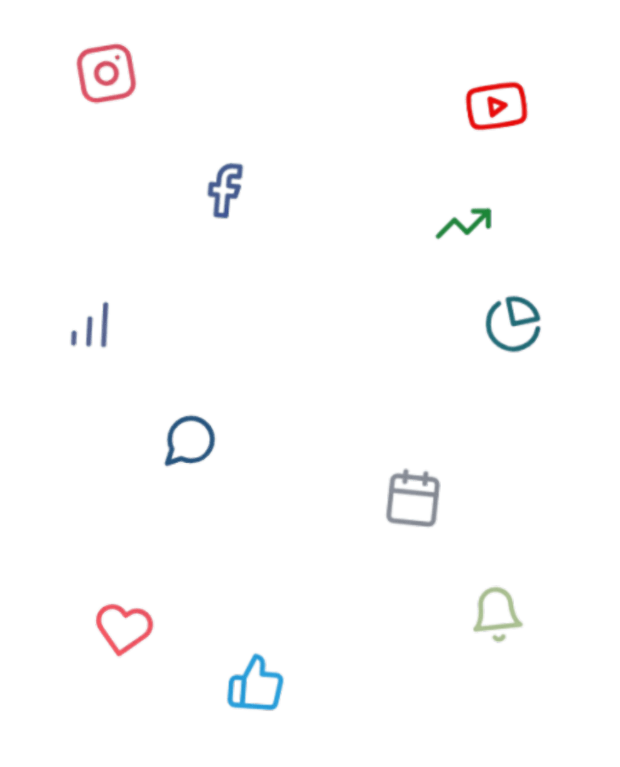 Managing social media campaigns across Instagram, Facebook, LinkedIn, and more from a laptop.